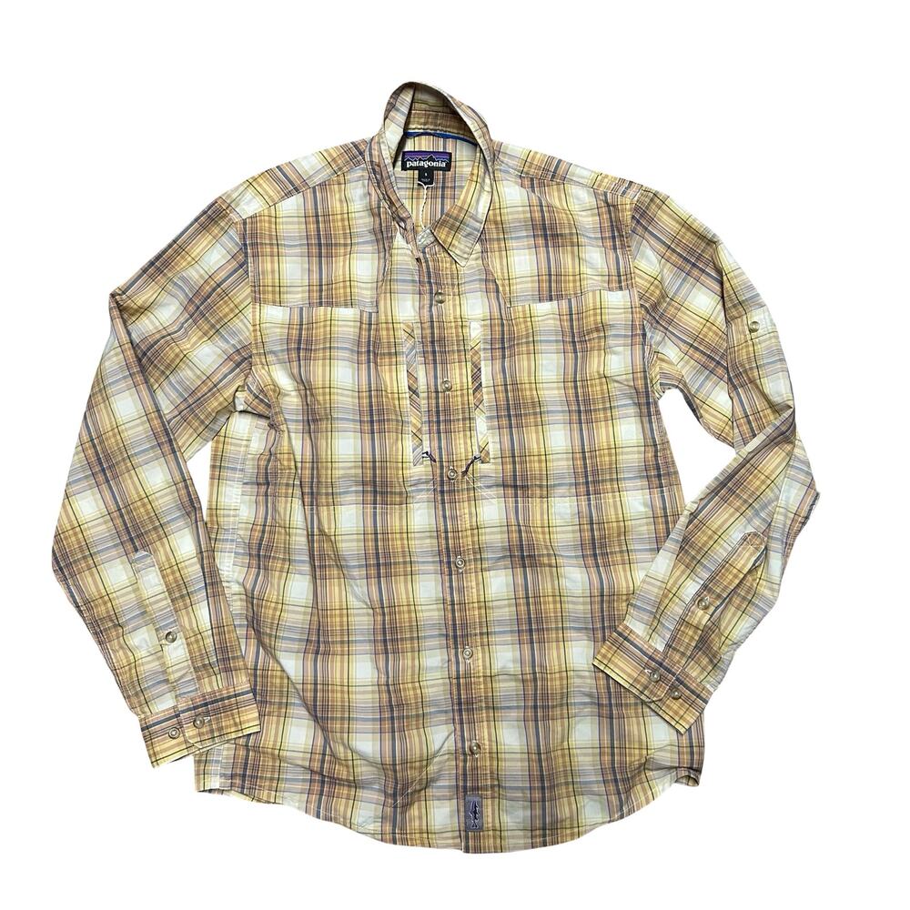 Patagonia Long-Sleeved Sun Stretch Shirt Mens Small Plaid Hiking Fishing Outside